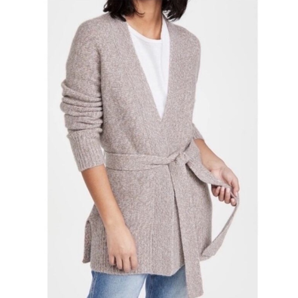 NWOT Theory | RARE Malinka O Cashmere Belted Cardigan Sweater | Oatmeal | Size M